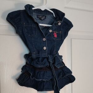 U.S. Polo Assn. Kids Ruffled Denim Jacket - Dark Blue